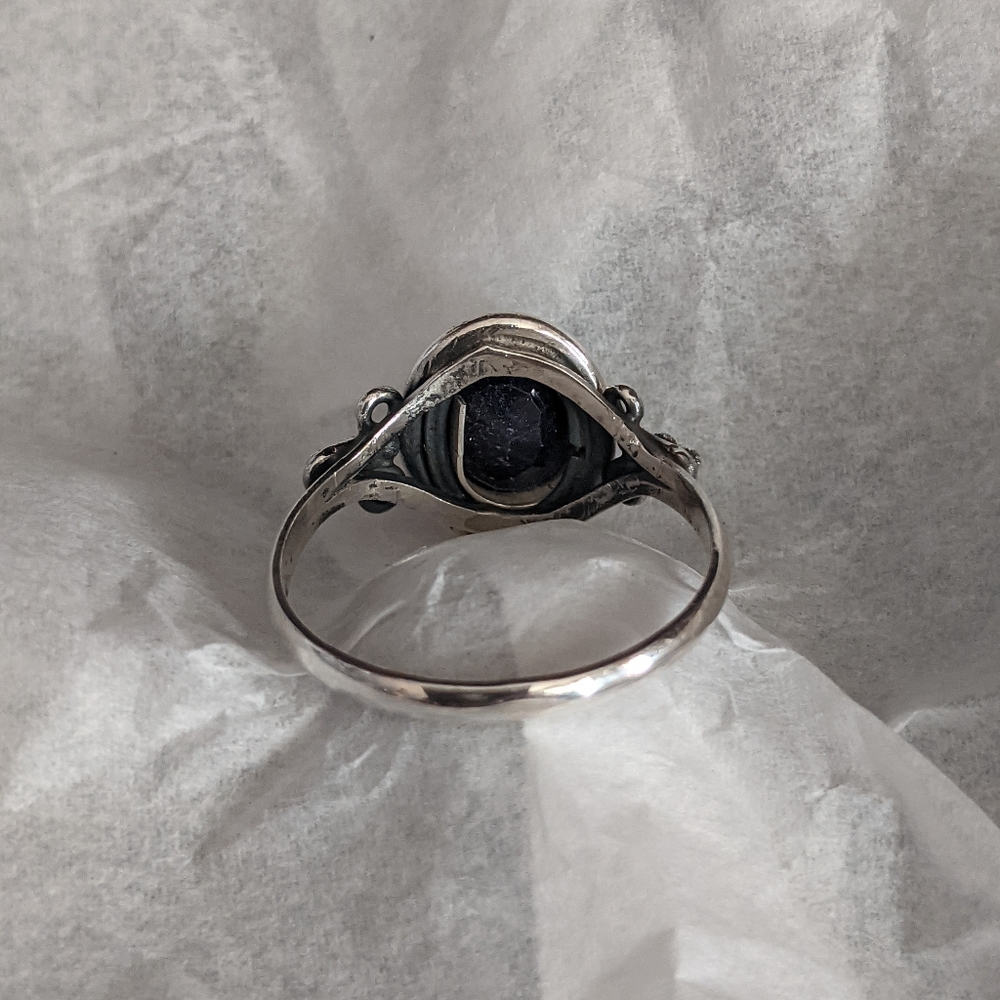 SOLD! Natural Blue Sapphire, 925 Silver ring, size 8 - Picture 4 of 10